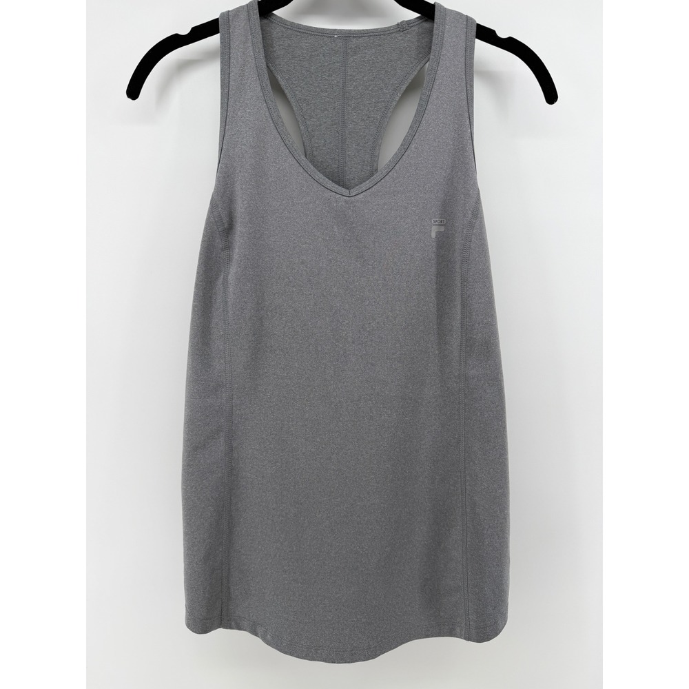 Fila Sport Womens Heather Gray Racerback V-Neck Athletic Tank Top Size Small